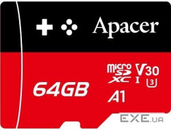Карта пам'яті APACER microSDXC 64GB UHS-I U3 V30 A1 Class 10 (AP64GMCSX10U7-RAGC)