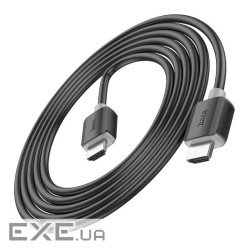 Кабель HOCO HDMI-HDMI 4Kx2K Ultra HD, 2m, v2,0, круглий Black, конектор Black, Bli (HOCO US08 / 2м)
