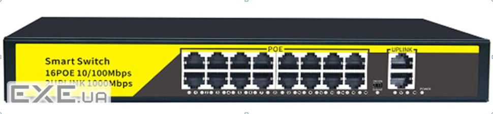 POE комутатор Merlion Mini 16 POE 10 / 100+2 RJ45 10 / 100 / 1000+ вбудований блок живленн (YT41635)