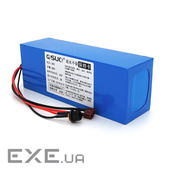 Акумуляторна батарея літієва QiSuo 36V 8A з елементами Li-ion 18650, DC: 5.5x2.1мама + роз (QS-3608) (QS-3608)