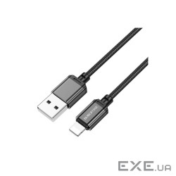 Кабель BOROFONE BX87 USB to iP 2.4A,1m, nylon, aluminum connectors, Black (6974443389005)
