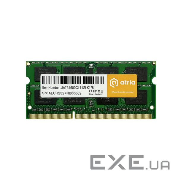 Модуль пам'яті ATRIA SO-DIMM DDR3 1600MHz 8GB (UAT31600CL11SLK1/8)