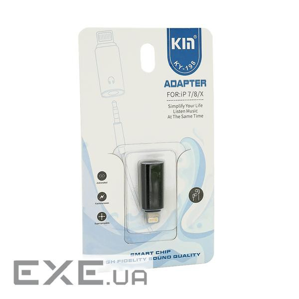 Перехідник KIN KY-198 Lighting(M) => Jack 3.5mm(F), Black, Box KIN KY-198 Lighting(M) => Jack 3.5mm(F), Black, Box