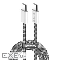 Дата кабель USB-C to USB-C 2.0m (braided cotton) (PD Fast Charging 60W) 3.0А black ColorWay (CW-CBPDCC068-BK)