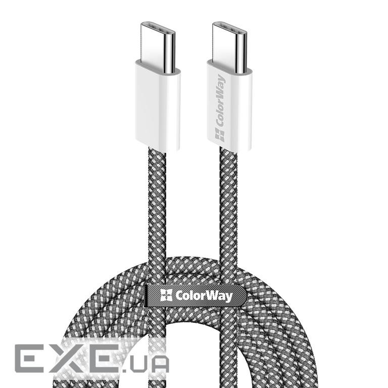 Дата кабель USB-C to USB-C 2.0m (braided cotton) (PD Fast Charging 60W) 3.0А black ColorWay (CW-CBPDCC068-BK)