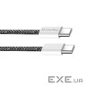 Дата кабель USB-C to USB-C 2.0m (braided cotton) (PD Fast Charging 60W) 3.0А black ColorWay (CW-CBPDCC068-BK)