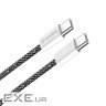 Дата кабель USB-C to USB-C 2.0m (braided cotton) (PD Fast Charging 60W) 3.0А black ColorWay (CW-CBPDCC068-BK)