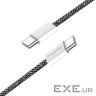 Дата кабель USB-C to USB-C 2.0m (braided cotton) (PD Fast Charging 60W) 3.0А black ColorWay (CW-CBPDCC068-BK)