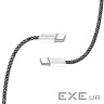 Дата кабель USB-C to USB-C 2.0m (braided cotton) (PD Fast Charging 60W) 3.0А black ColorWay (CW-CBPDCC068-BK)