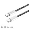 Дата кабель USB-C to USB-C 2.0m (braided cotton) (PD Fast Charging 60W) 3.0А black ColorWay (CW-CBPDCC068-BK)