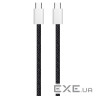 Дата кабель USB-C to USB-C 2.0m (braided cotton) (PD Fast Charging 60W) 3.0А black ColorWay (CW-CBPDCC068-BK)