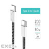 Дата кабель USB-C to USB-C 2.0m (braided cotton) (PD Fast Charging 60W) 3.0А black ColorWay (CW-CBPDCC068-BK)