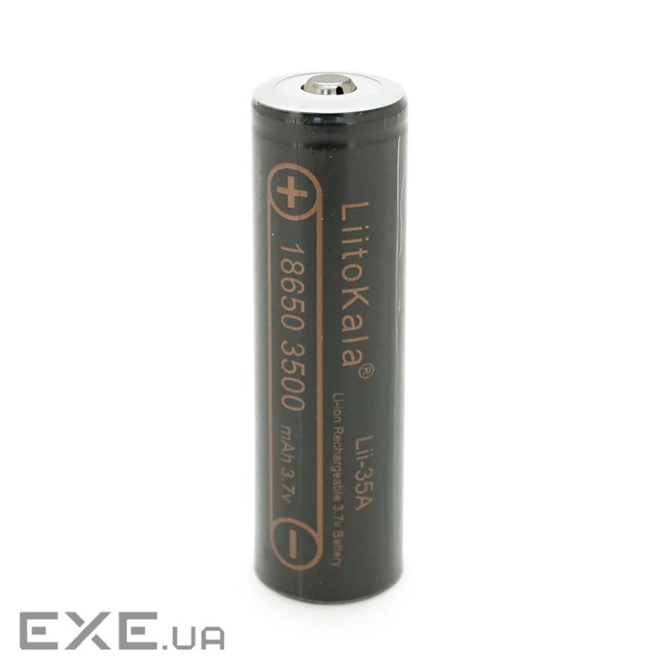 Акумулятор 18650 Li-Ion LiitoKala Lii-35A-JT, 3500mAh (3300-3500mAh), 3.7V (2.75-4.2V), Black