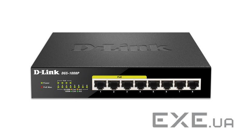 Комутатор мережевий D-Link DGS-1008P