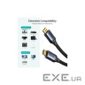 Кабель мультимедійний HDMI to HDMI 2.0m V.2.1 8K 60Hz HDR10 HLG 48Gbps YUV 444 Choetech (XHH01-BK)