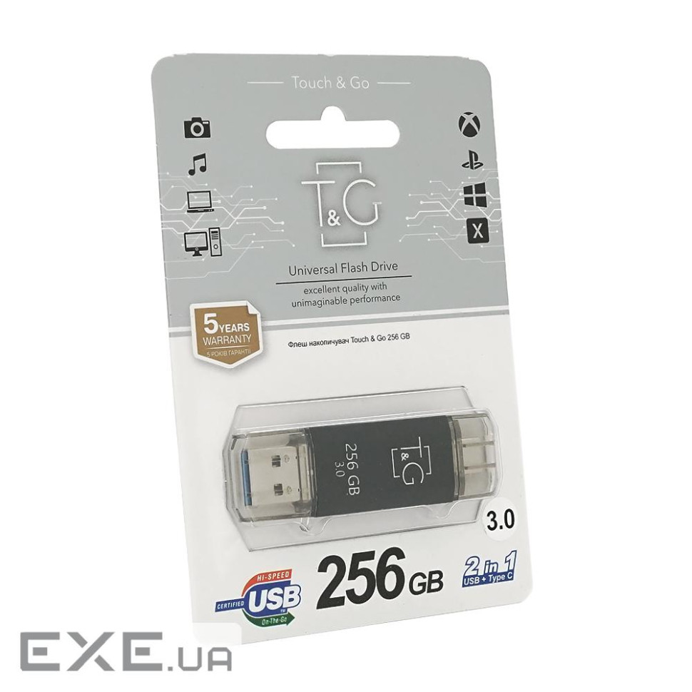 Флеш-накопичувач T&G 009 Star B, USB 3.0+Type-C, 256GB, Metal, B (T& (T& (T&G 009 Star B3 / 256)