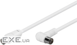 Кабель антенний-подовжувач RF:Coaxial M/F 1.5m,75 Ohm Fx90ё D=5.0mm 2xShielded,білий (75.06.7359-1) (75.06.7359-1)