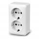 Розетка подвійна із заземленням зовнішнього монтажу, біла , Q18 (OS-2S/G)