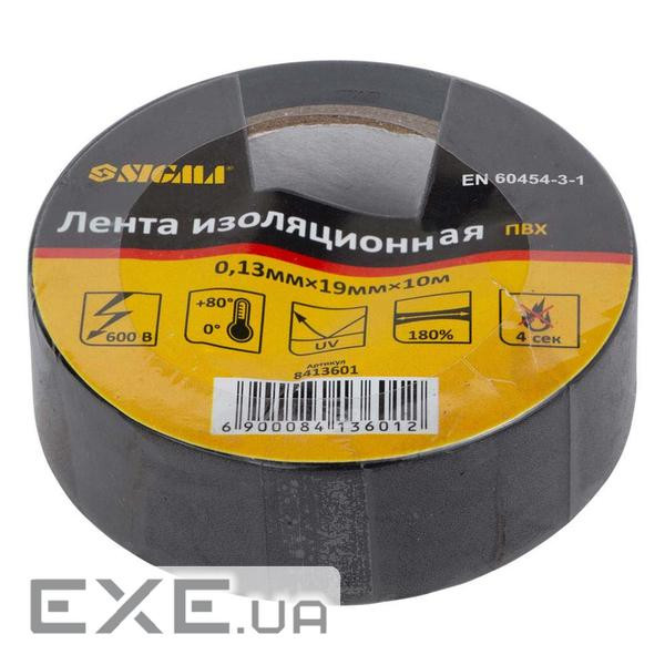 Ізоляційна стрічка Sigma ПВХ чорна 0.13мм*19мм*10м (8413601)