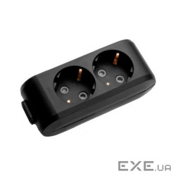 Колодка Panasonic X-tendia із заземленням 2 гнізда, з захистними шторками, чорна (WLTB04202BL-UA) (WLTB04202BL-UA)