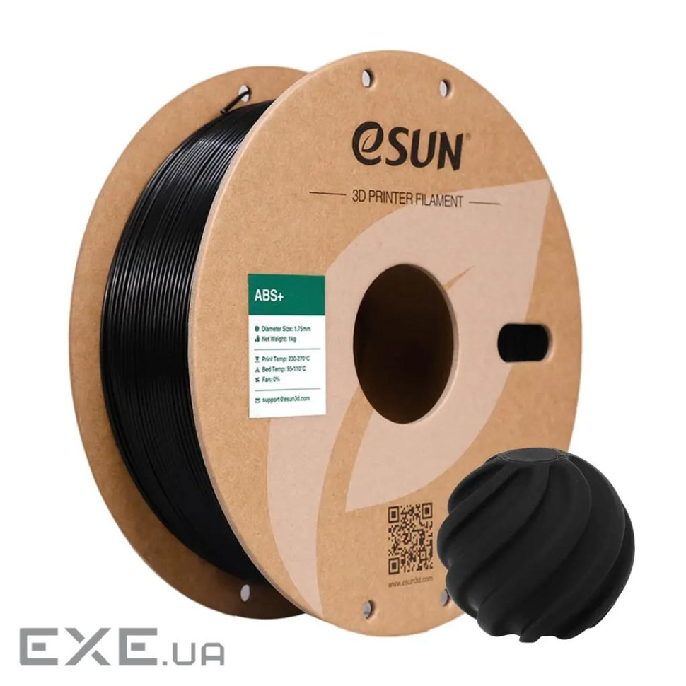 Пластик для 3D-принтера eSUN ABS+, 1кг, 1.75мм, black (ABS+P175B1)