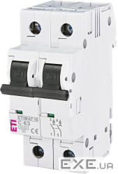 Автоматичний вимикач ETI, ETIMAT 10 2p C 63А (6 kA) (2133722)