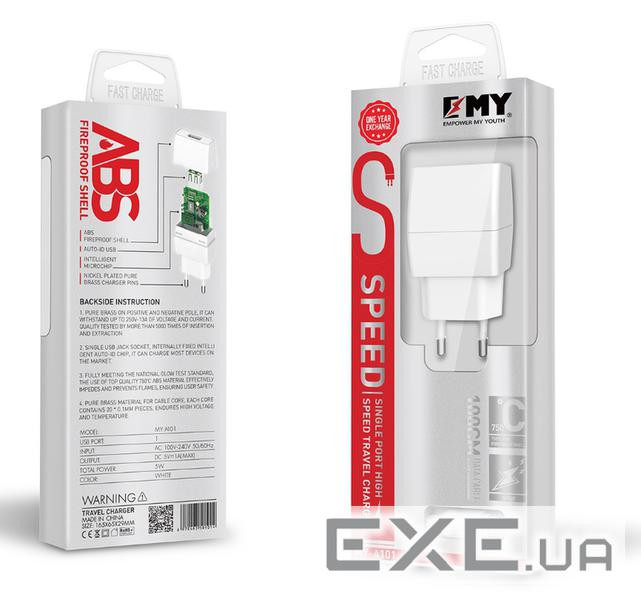 Набір 2 в 1 СЗУ With Micro-Usb Cable 110-240V MY-A101, 1 x USB, 5V/5W, Output: 5V/1A (YT-KMY-A101-M)