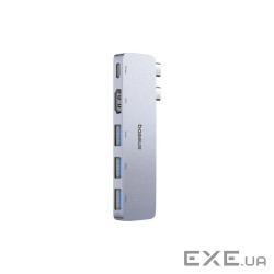 Концентратор Baseus USB-C 5-in-1 3xUSB 3.0 + 1xUSB-C 40Gbps + 1xHDMI 4K30Hz gray (B00052801811-04)