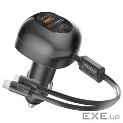Зарядний пристрій Promate 1xUSB-C PD + 1xUSB + cable USB-C/Lightning max 81W black (powerdrive-rci81