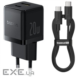 Wall Charger Baseus Palm Fast Charger Type-C+USB 20W (With Cable Type-C to Type-C (P10111608113-01)
