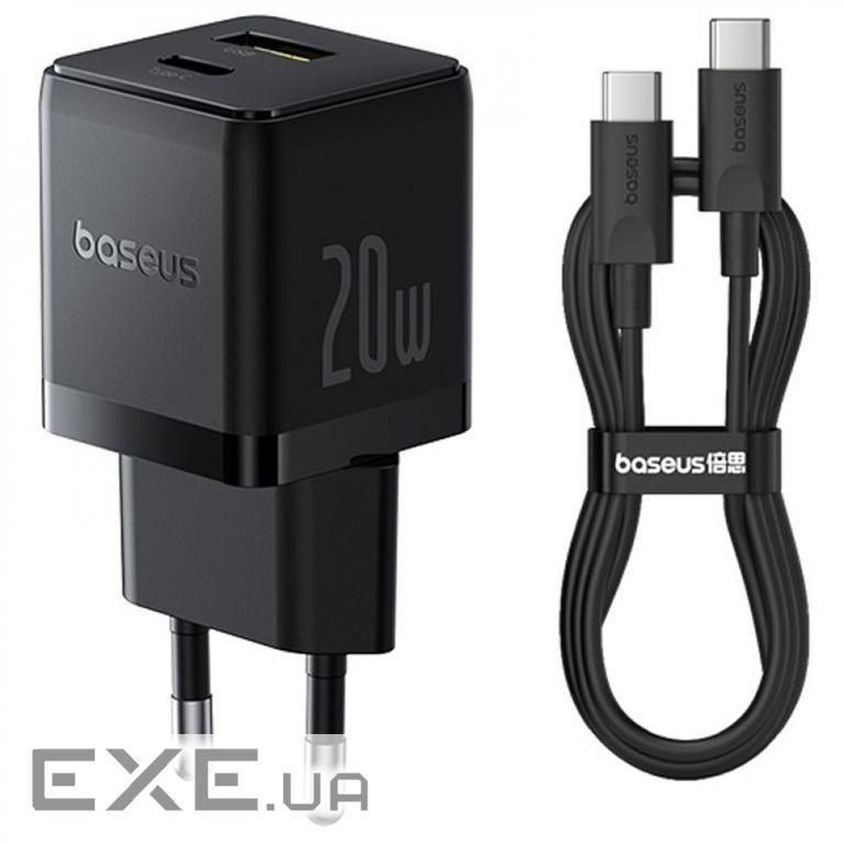 Wall Charger Baseus Palm Fast Charger Type-C+USB 20W (With Cable Type-C to Type-C (P10111608113-01)