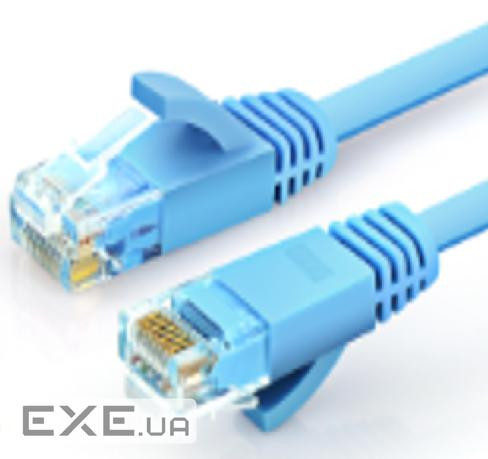 Патч-корд литий плоский WEEPDA, UTP, RJ45, Cat.6, 1m, синій (PCMF-CU6 / 1Bl)