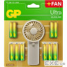 Батарейка Gp AA * 12 + AAA * 12 Ultra Alcaline + fan (4891199233982)