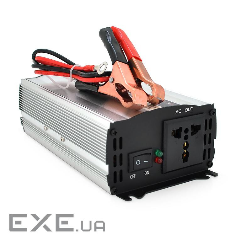 Інвертор напруги CJ-500Q (DC:250W), 12 / 220V з апроксимованою синусоїдою, 1 універсальна розетка, к