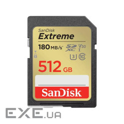 Карта пам'яті SanDisk 512GB SD class 10 UHS-I U3 V30 Extreme (SDSDXVV-512G-GNCIN)