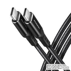 Кабель AXAGON BUCM3-CM10AB USB-C-USB-C 3.2 Gen 1, 3m, PD 60W, 3A, чорний (BUCM3-CM30AB)