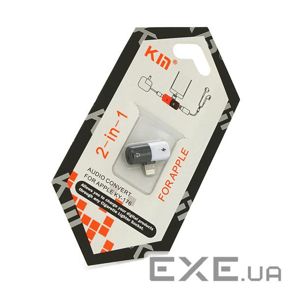 Перехідник KIN KY-176 Lighting(M) => 2 / Lighting(F), White / Black, Box KIN KY-176 Lighting(M) => 2 / Lighting(F), Whit